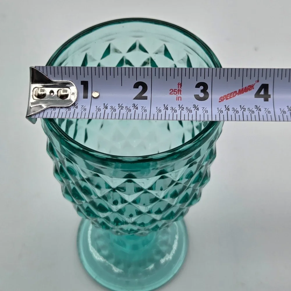 Pier 1 Diamond Cut Turquois Blue Goblet Glasses Lot of 4 DISCONTINUED